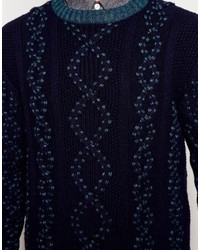 Мужской темно-синий вязаный свитер от YMC