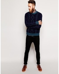 Мужской темно-синий вязаный свитер от YMC