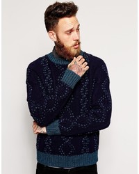 Мужской темно-синий вязаный свитер от YMC