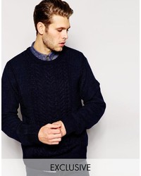 Мужской темно-синий вязаный свитер
