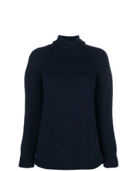 Темно-синий вязаный свободный свитер от Dondup