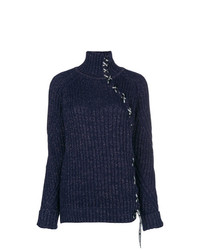 Темно-синий вязаный свободный свитер от Karl Lagerfeld