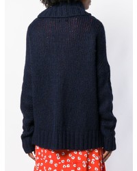 Темно-синий вязаный свободный свитер от Woolrich