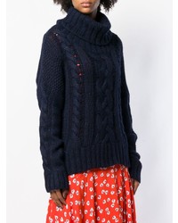 Темно-синий вязаный свободный свитер от Woolrich