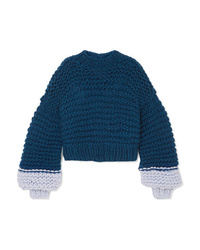 Темно-синий вязаный свободный свитер от The Knitter