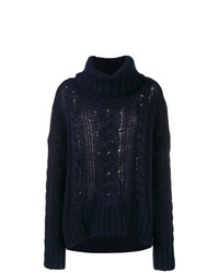 Темно-синий вязаный свободный свитер от Woolrich