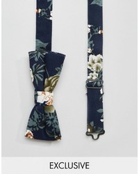 Мужской темно-синий галстук-бабочка с цветочным принтом от Reclaimed Vintage