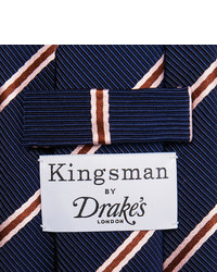 Мужской темно-синий галстук в горизонтальную полоску от Kingsman
