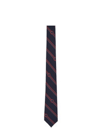 Мужской темно-синий галстук в горизонтальную полоску от Gucci