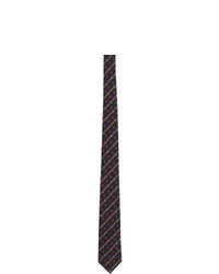 Мужской темно-синий галстук в горизонтальную полоску от Gucci