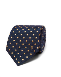 Мужской темно-синий галстук в горошек от Alexander McQueen