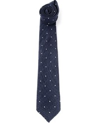 Мужской темно-синий галстук в горошек от Drakes