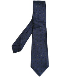 Мужской темно-синий галстук в горошек от Kiton