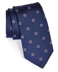 Темно-синий галстук с вышивкой