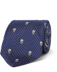 Мужской темно-синий галстук с вышивкой от Alexander McQueen