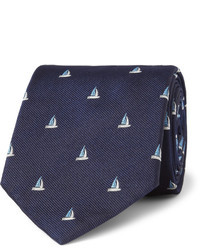 Мужской темно-синий галстук с вышивкой от Alfred Dunhill
