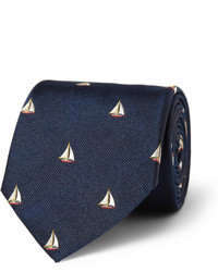 Мужской темно-синий галстук с вышивкой от Richard James