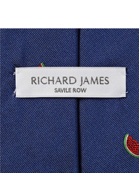 Мужской темно-синий галстук с вышивкой от Richard James