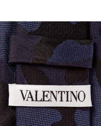 Мужской темно-синий галстук с камуфляжным принтом от Valentino