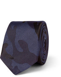 Мужской темно-синий галстук с камуфляжным принтом от Valentino
