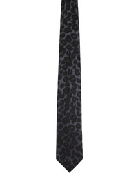Темно-синий галстук с леопардовым принтом