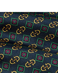 Мужской темно-синий галстук с принтом от Gucci
