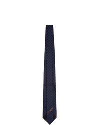 Мужской темно-синий галстук с принтом от Gucci