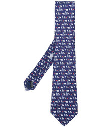 Мужской темно-синий галстук с принтом от Salvatore Ferragamo