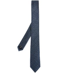 Мужской темно-синий галстук с узором "гусиные лапки" от Z Zegna