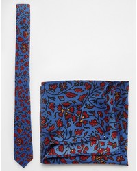 Мужской темно-синий галстук с цветочным принтом от Asos