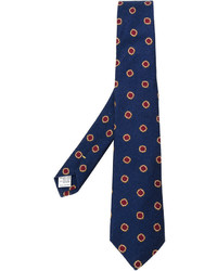 Мужской темно-синий галстук с цветочным принтом от Canali