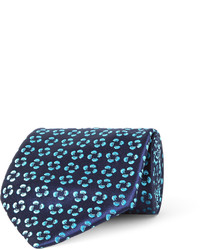 Мужской темно-синий галстук с цветочным принтом от Charvet
