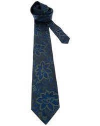Мужской темно-синий галстук с цветочным принтом от Fendi