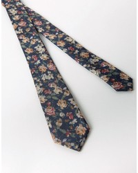 Мужской темно-синий галстук с цветочным принтом от Asos
