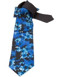 Мужской темно-синий галстук с цветочным принтом от Versace
