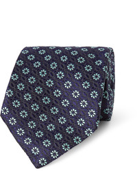Мужской темно-синий галстук с цветочным принтом