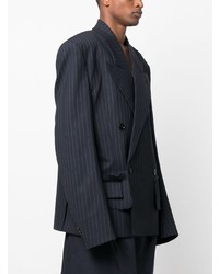 Мужской темно-синий двубортный пиджак в вертикальную полоску от Vetements