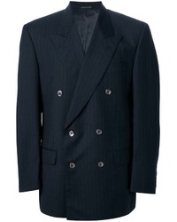 Мужской темно-синий двубортный пиджак в вертикальную полоску от Pierre Cardin