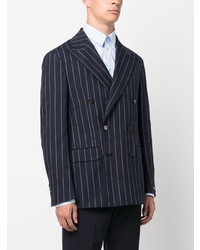 Мужской темно-синий двубортный пиджак в вертикальную полоску от Polo Ralph Lauren