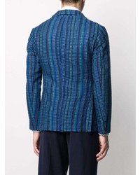 Мужской темно-синий двубортный пиджак в клетку от Etro