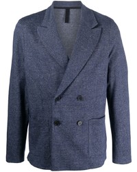 Мужской темно-синий двубортный пиджак в клетку от Harris Wharf London