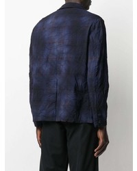 Мужской темно-синий двубортный пиджак в шотландскую клетку от Barena