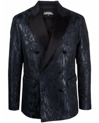 Мужской темно-синий двубортный пиджак с принтом от DSQUARED2