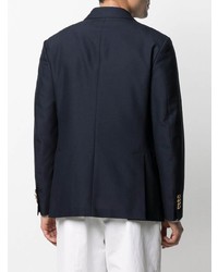 Мужской темно-синий двубортный пиджак с узором зигзаг от Gabriele Pasini