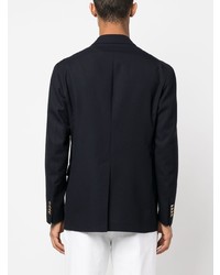 Мужской темно-синий двубортный пиджак с цветочным принтом от Tagliatore