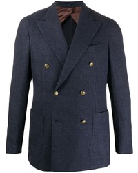 Мужской темно-синий двубортный пиджак от Barba