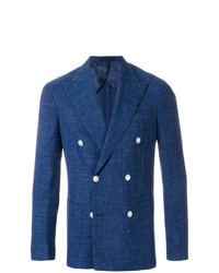 Мужской темно-синий двубортный пиджак от Barba