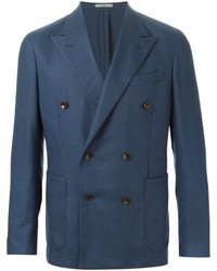 Мужской темно-синий двубортный пиджак от Boglioli