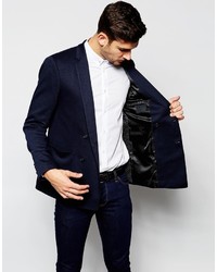 Мужской темно-синий двубортный пиджак от Asos