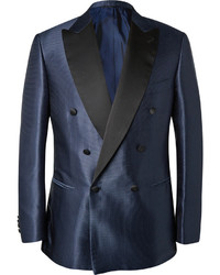 Мужской темно-синий двубортный пиджак от Brioni